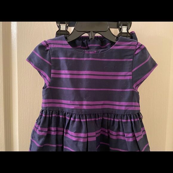 Ralph Lauren Striped Fit n Flare Dress Navy Blue and Purple Girls Size 24 Months - Picture 2 of 12